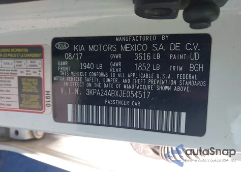 2018 Kia Rio Lx z USA, uszkodzony, nr VIN 3KPA24ABXJE054517